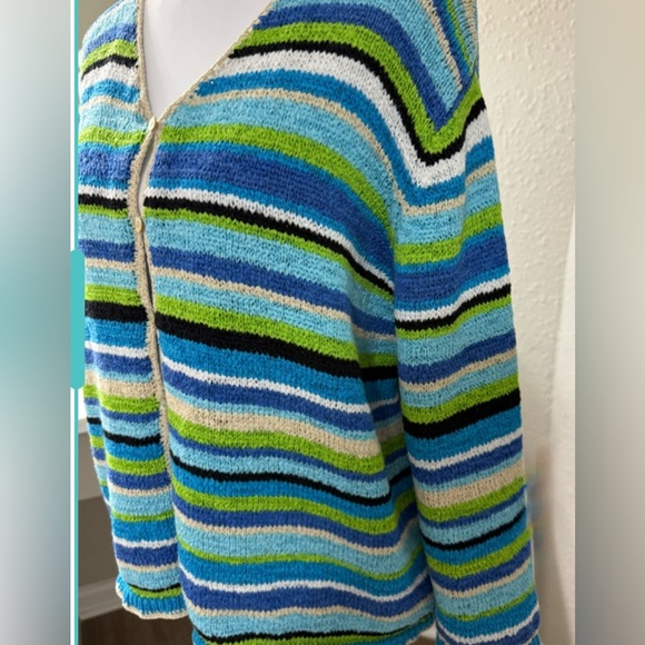 VINTAGE MARISA CHRISTINA SEQUIN CROCHET CARDIGAN MULTICOLOR SIZE: LARGE - Picture 2 of 7